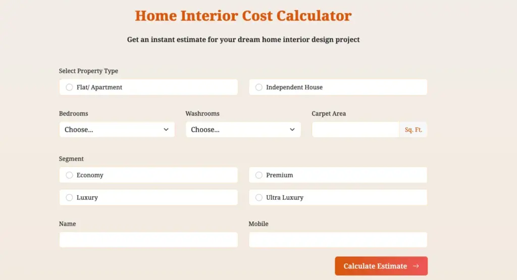 Home Interior Cost Calculator | Free Online Interior Design Cost